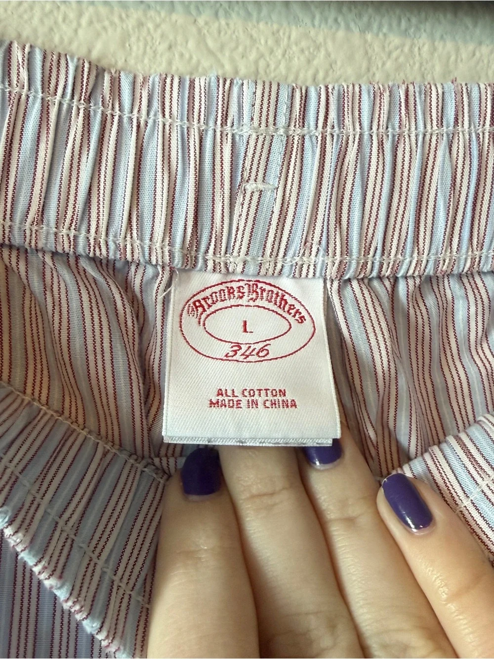 Brooks Brothers Light Blue, Brown, and White Pinstripe Pajama Pants Size Large